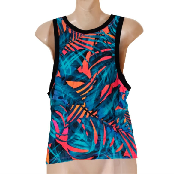 Victoria’s Secret Pink Multicolor Tropical Floral Logo Tank Top Size Women’s Med - Picture 2 of 11